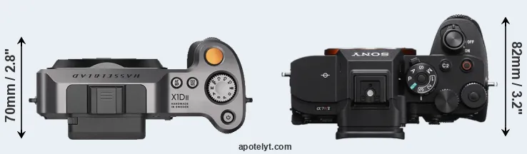 Compare X1D II versus A7R V top
