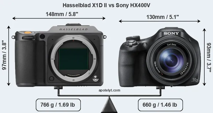 Size Hasselblad X1D II vs Sony HX400V