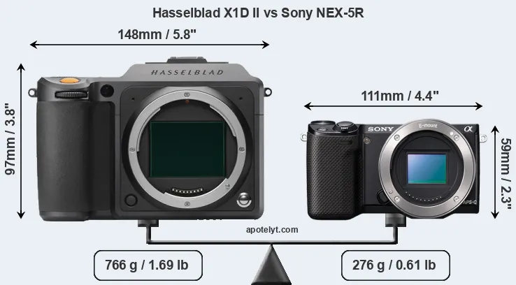 Size Hasselblad X1D II vs Sony NEX-5R