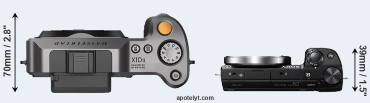 Compare X1D II versus NEX-5R top