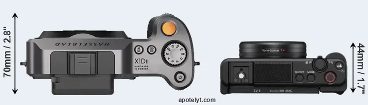 Compare X1D II versus ZV-1 top