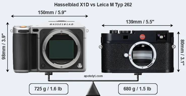 Size Hasselblad X1D vs Leica M Typ 262