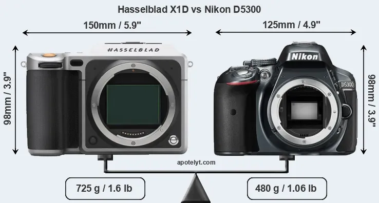 Size Hasselblad X1D vs Nikon D5300
