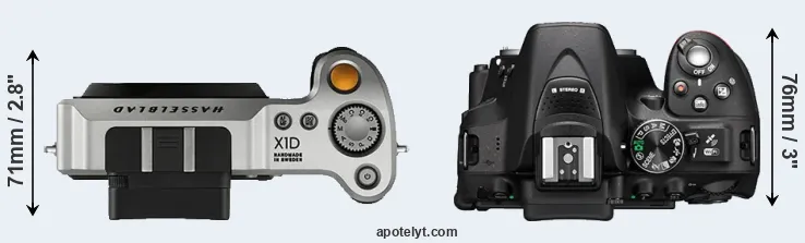 Compare X1D versus D5300 top