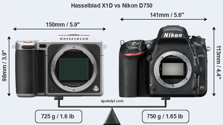 Size Hasselblad X1D vs Nikon D750