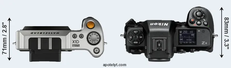 Compare X1D versus Z8 top