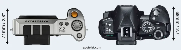 Compare X1D versus E-510 top