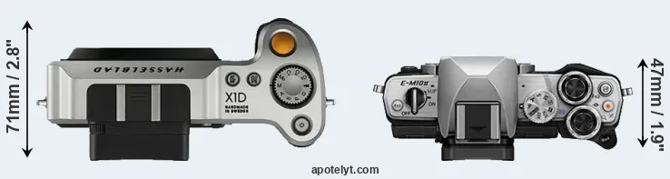 Compare X1D versus E-M10 II top