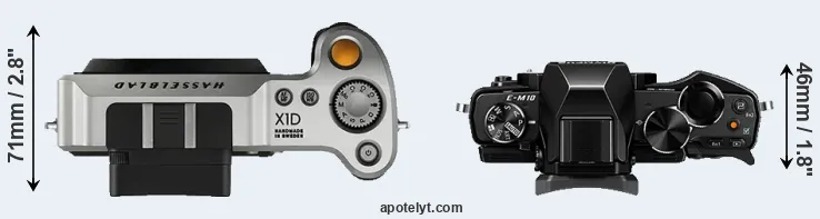 Compare X1D versus E-M10 top