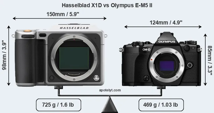 Size Hasselblad X1D vs Olympus E-M5 II