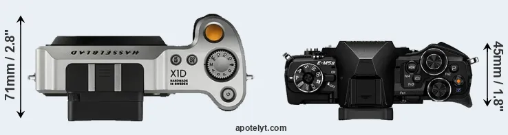 Compare X1D versus E-M5 II top