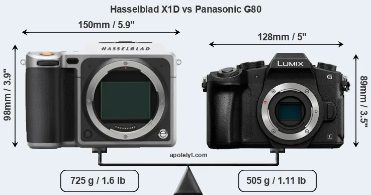 Size Hasselblad X1D vs Panasonic G80