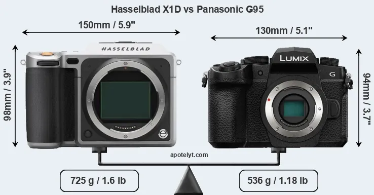 Size Hasselblad X1D vs Panasonic G95