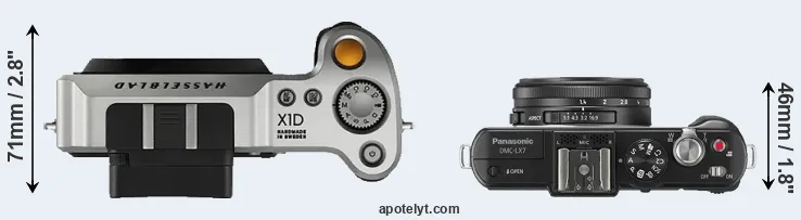 Compare X1D versus LX7 top