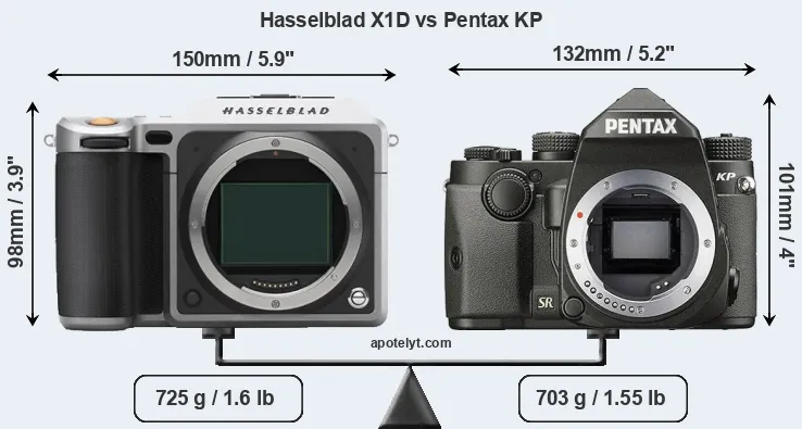 Size Hasselblad X1D vs Pentax KP