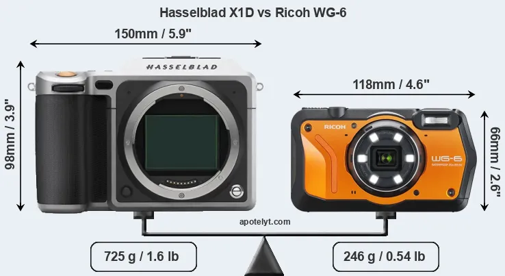 Size Hasselblad X1D vs Ricoh WG-6