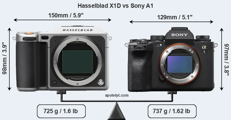 Size Hasselblad X1D vs Sony A1