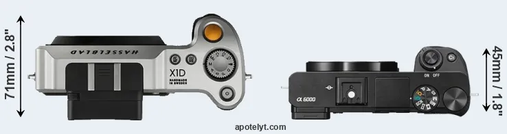 Compare X1D versus A6000 top