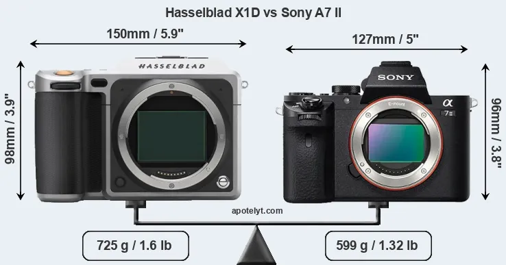 Size Hasselblad X1D vs Sony A7 II