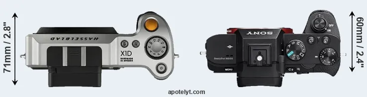 Compare X1D versus A7 II top