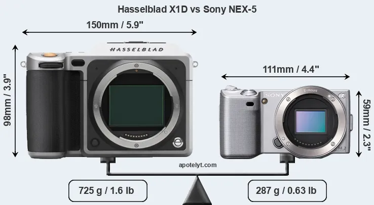 Size Hasselblad X1D vs Sony NEX-5