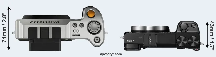 Compare X1D versus NEX-7 top