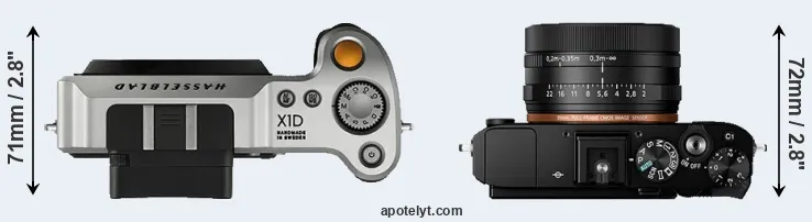 Compare X1D versus RX1R II top