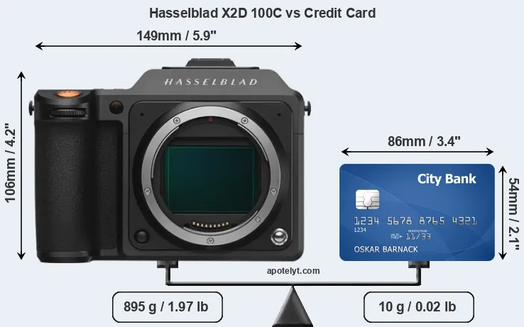 Hasselblad X2D 100C vs credit card front