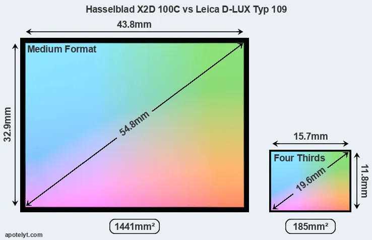 Hasselblad X2D 100C and Leica D-LUX Typ 109 sensor measures