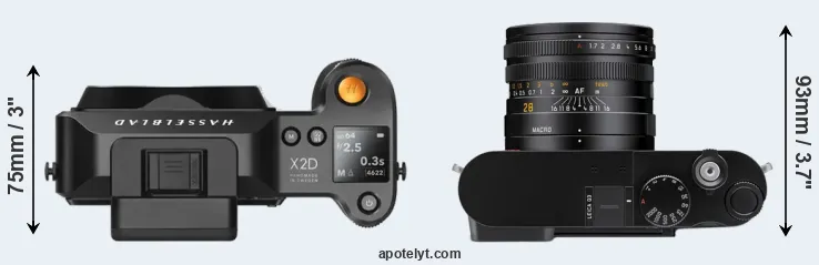 Compare X2D 100C versus Q3 top