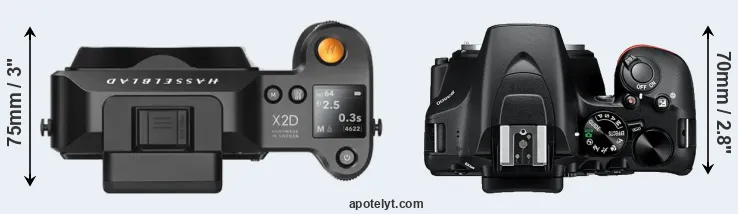 Compare X2D 100C versus D3500 top