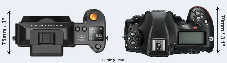 Compare X2D 100C versus D850 top