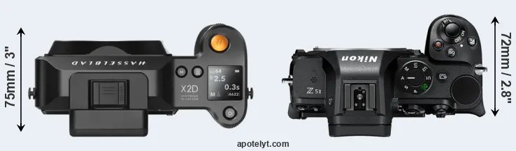 Compare X2D 100C versus Z5 II top