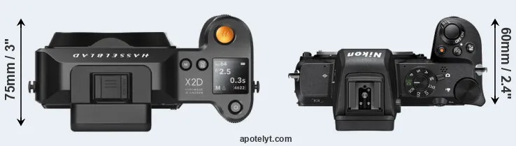 Compare X2D 100C versus Z50 top