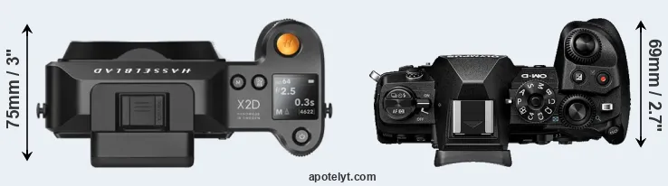 Compare X2D 100C versus E-M1 III top