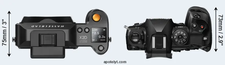 Compare X2D 100C versus OM-1 top