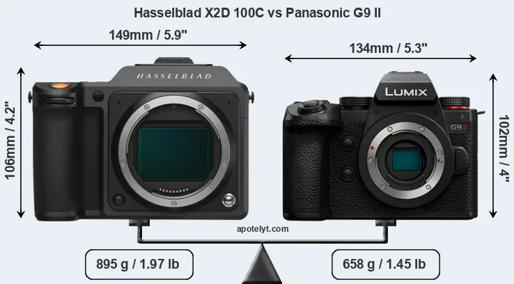 Size Hasselblad X2D 100C vs Panasonic G9 II