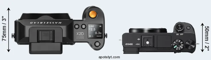 Compare X2D 100C versus A6400 top
