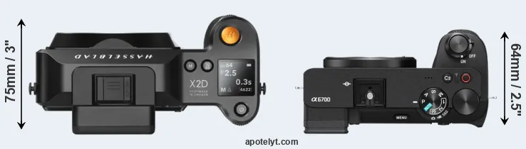 Compare X2D 100C versus A6700 top
