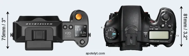 Compare X2D 100C versus A77 top