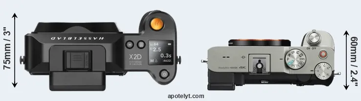 Compare X2D 100C versus A7C top