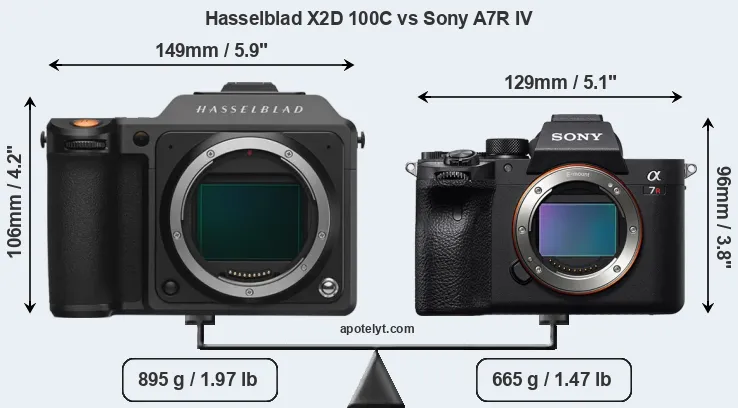 Size Hasselblad X2D 100C vs Sony A7R IV