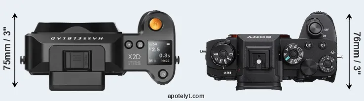 Compare X2D 100C versus A9 II top
