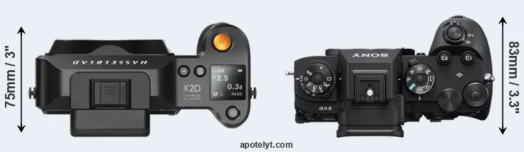 Compare X2D 100C versus A9 III top