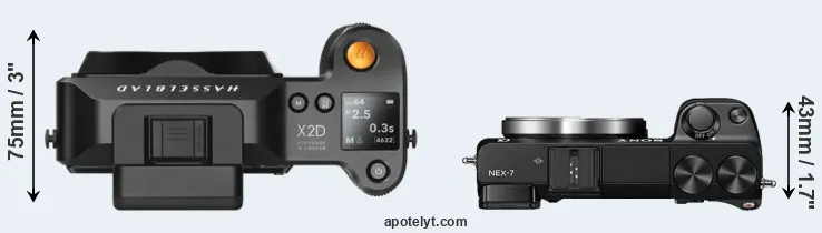 Compare X2D 100C versus NEX-7 top