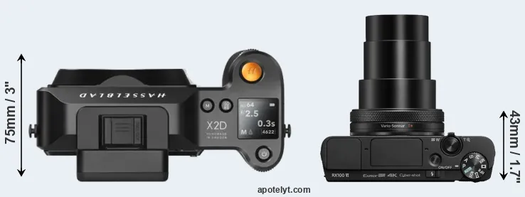 Compare X2D 100C versus RX100 VI top