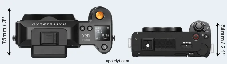 Compare X2D 100C versus ZV-E1 top