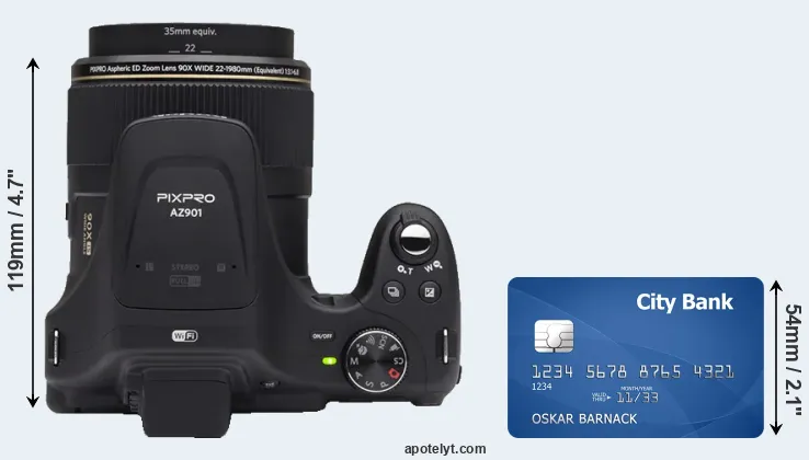 AZ901 versus credit card top view