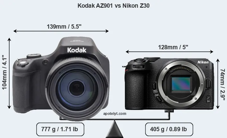 Size Kodak AZ901 vs Nikon Z30