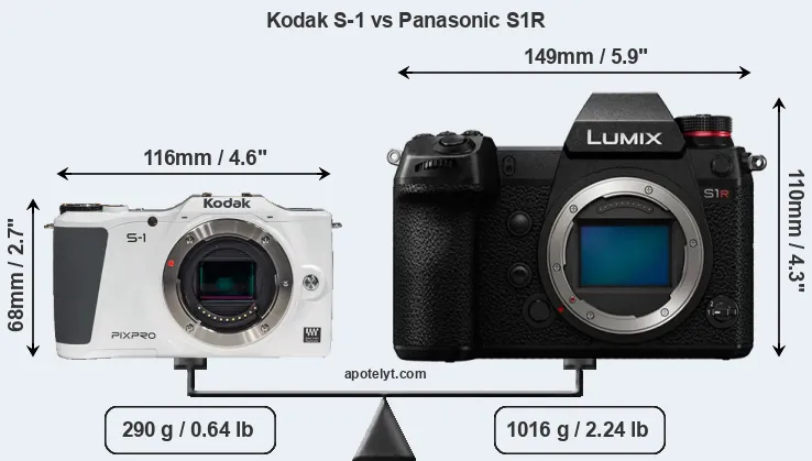 Size Kodak S-1 vs Panasonic S1R